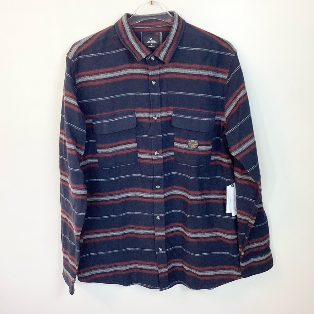 Nwt Rip Curl Steamzee Striped Button Up Flannel S… - image 2